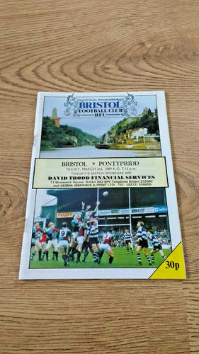 Bristol v Pontypridd Mar 1989 Rugby Programme