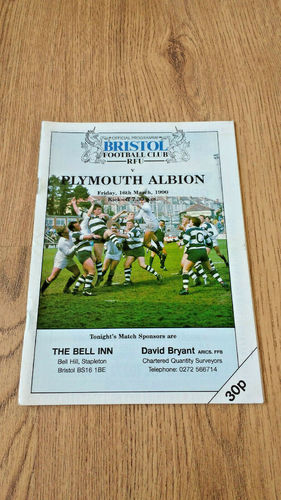 Bristol v Plymouth Albion Mar 1990 Rugby Programme
