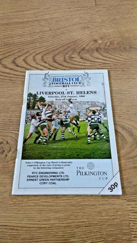Bristol v Liverpool St Helens 1990 Pilkington Cup 3rd round Rugby Programme