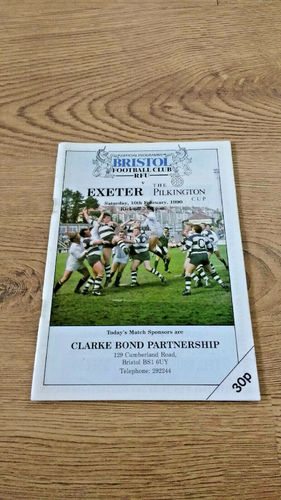Bristol v Exeter 1990 Pilkington Cup 4th round Rugby Programme