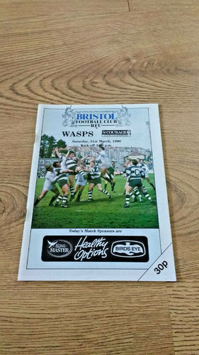 Bristol v Wasps Mar 1990 Rugby Programme