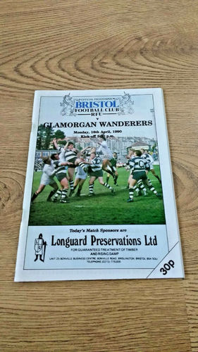 Bristol v Glamorgan Wanderers Apr 1990 Rugby Programme