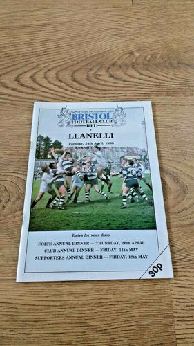 Bristol v Llanelli Apr 1990 Rugby Programme