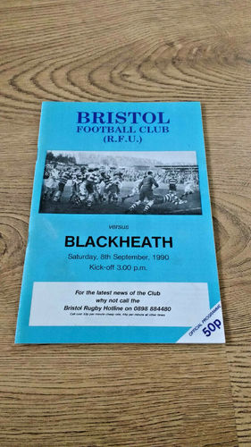 Bristol v Blackheath Sept 1990 Rugby Programme