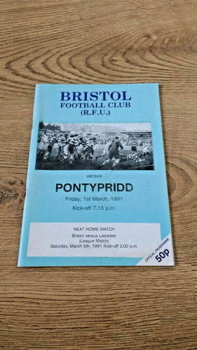 Bristol v Pontypridd Mar 1991 Rugby Programme