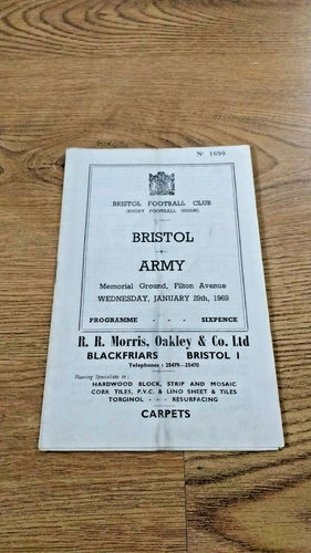 Bristol v Army Jan 1969 Rugby Programme