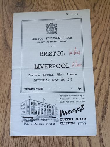 Bristol v Liverpool May 1971