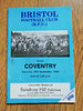 Bristol v Coventry Sept 1990 Rugby Programme