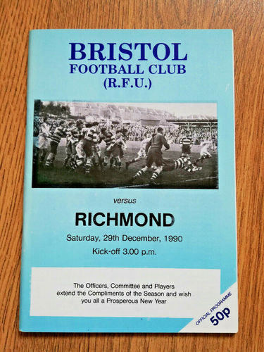 Bristol v Richmond Dec 1990 Rugby Programme