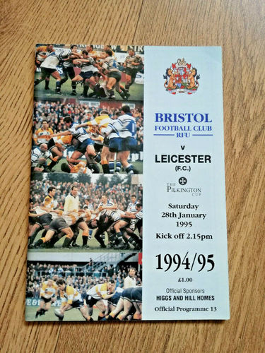 Bristol v Leicester 1995 Pilkington Cup round 5 Rugby Programme