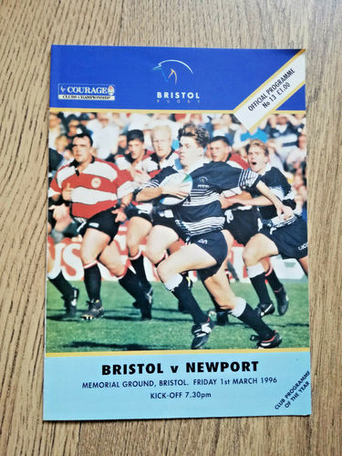 Bristol v Newport Mar 1996 Rugby Programme