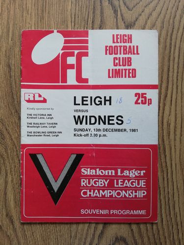 Leigh v Widnes Dec 1981 Rugby League Programme
