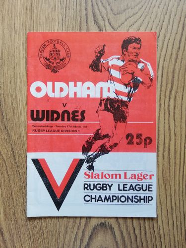 Oldham v Widnes Mar 1981 Rugby League Programme