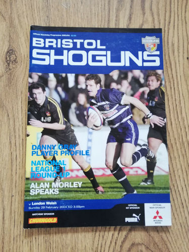 Bristol v London Welsh Feb 2004 Rugby Programme