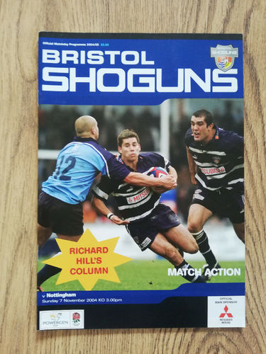 Bristol v Nottingham Nov 2004 Rugby Programme