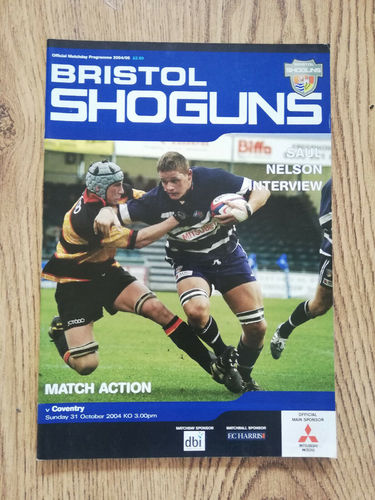Bristol v Coventry Oct 2004 Rugby Programme