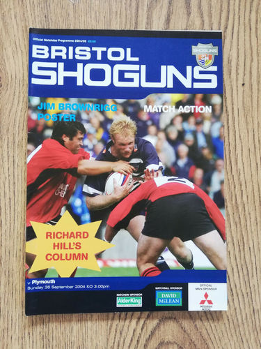 Bristol v Plymouth Sept 2004 Rugby Programme