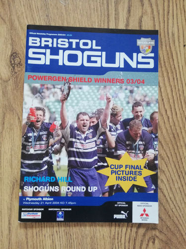 Bristol v Plymouth Albion Apr 2004 Rugby Programme