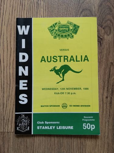Widnes v Australia 1986 Rugby League Programme
