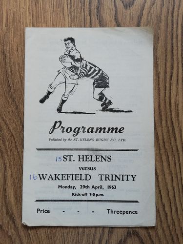 St Helens v Wakefield Apr 1963 Rugby League Programme