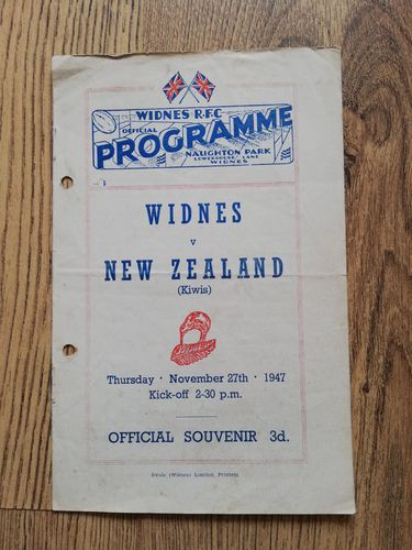 Widnes v New Zealand Nov 1947 Rugby League Programme