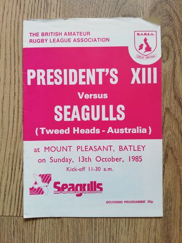 President's XIII v Tweedhead Seagulls Oct 1985 Amateur Rugby Programme
