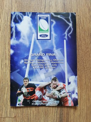 Widnes v Oldham July 2001 Premiership Grand Final Rugby League Programme