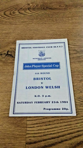 Bristol v London Welsh 1984 John Player Cup 4th round Rugby Programme