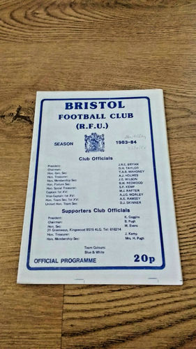 Bristol v Abertillery 1984 Rugby Programme