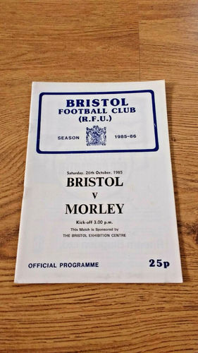 Bristol v Morley Oct 1985 Rugby Programme