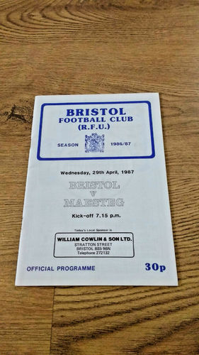Bristol v Maesteg Apr 1987 Rugby Programme