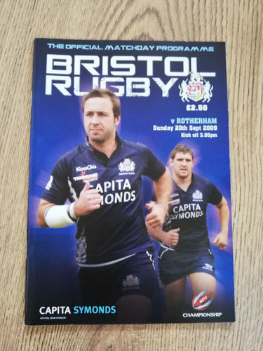 Bristol v Rotherham Sept 2009 Rugby Programme