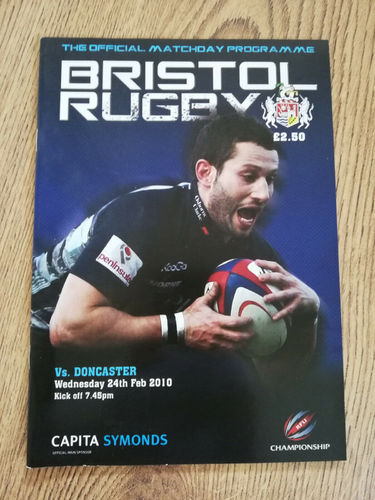 Bristol v Doncaster Feb 2010 Rugby Programme