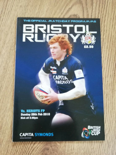 Bristol v Heriot's FP 2010 British & Irish Cup Rugby Programme