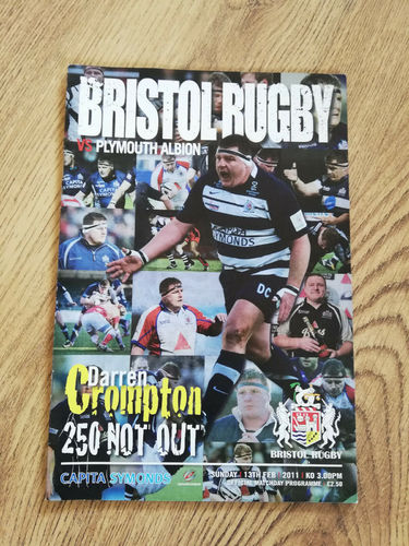 Bristol v Plymouth Albion Feb 2011 Rugby Programme