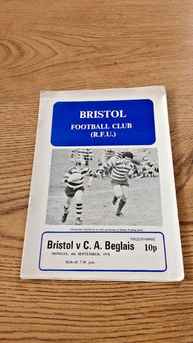 Bristol v C. A. Beglais Sept 1978 Rugby Programme