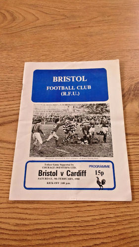 Bristol v Cardiff Feb 1980 Rugby Programme