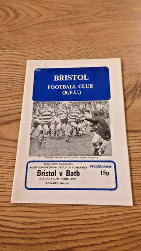 Bristol v Bath Apr 1980 Rugby Programme