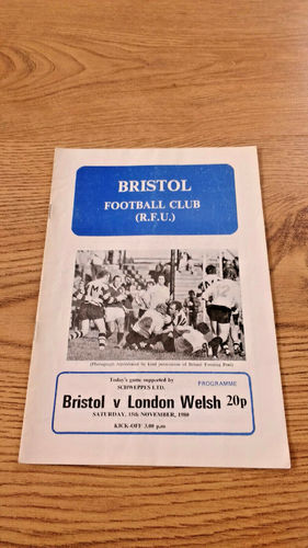 Bristol v London Welsh Nov 1980 Rugby Programme