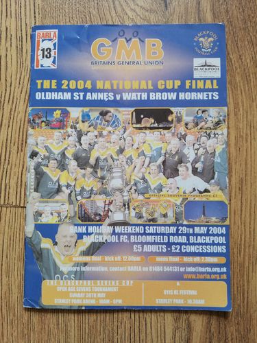 Oldham St Annes v Wath Brow 2004 BARLA National Cup Final RL Programme