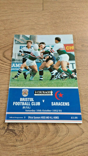 Bristol v Saracens Oct 1992 Rugby Programme