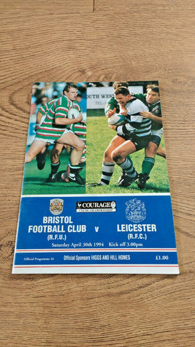 Bristol v Leicester Apr 1994 Rugby Programme
