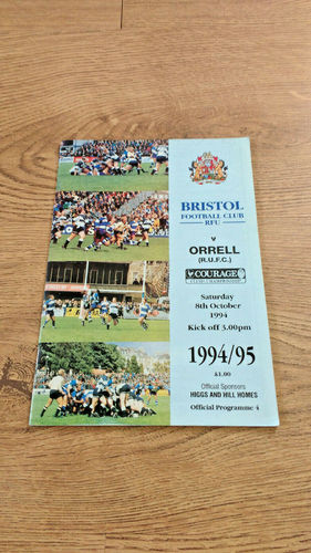Bristol v Orrell Oct 1994 Rugby Programme