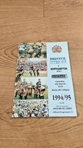 Bristol v Northampton Mar 1995 Rugby Programme