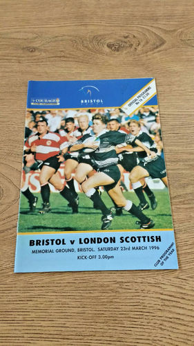 Bristol v London Scottish Mar 1996 Rugby Programme