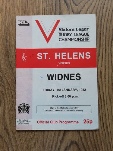 St Helens v Widnes Jan 1982 Rugby League Programme