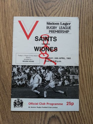 St Helens v Widnes Apr 1983 Premiership Play-Off Rugby League Programme