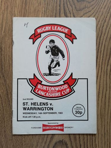 St Helens v Warrington Sept 1983 Lancashire Cup Rugby League Programme