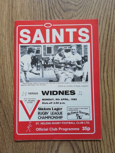 St Helens v Widnes Apr 1985 Rugby League Programme
