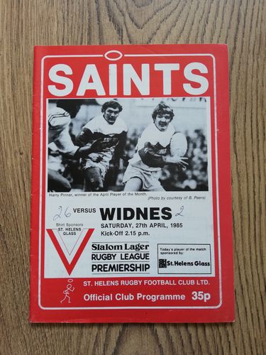 St Helens v Widnes Apr 1985 Premiership Play-Off Rugby League Programme